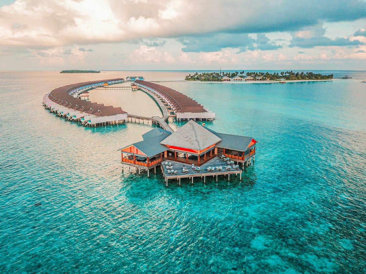 Maldives overwater bungalows in the Indian Ocean